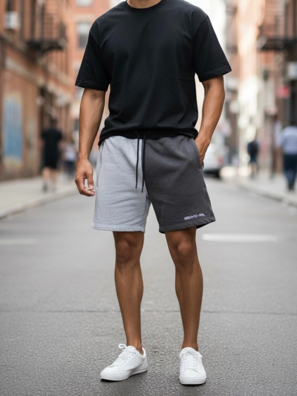 🔥 Create x RNL Collab Two-Tone Colorblock Zip Shorts Size L Streetwear